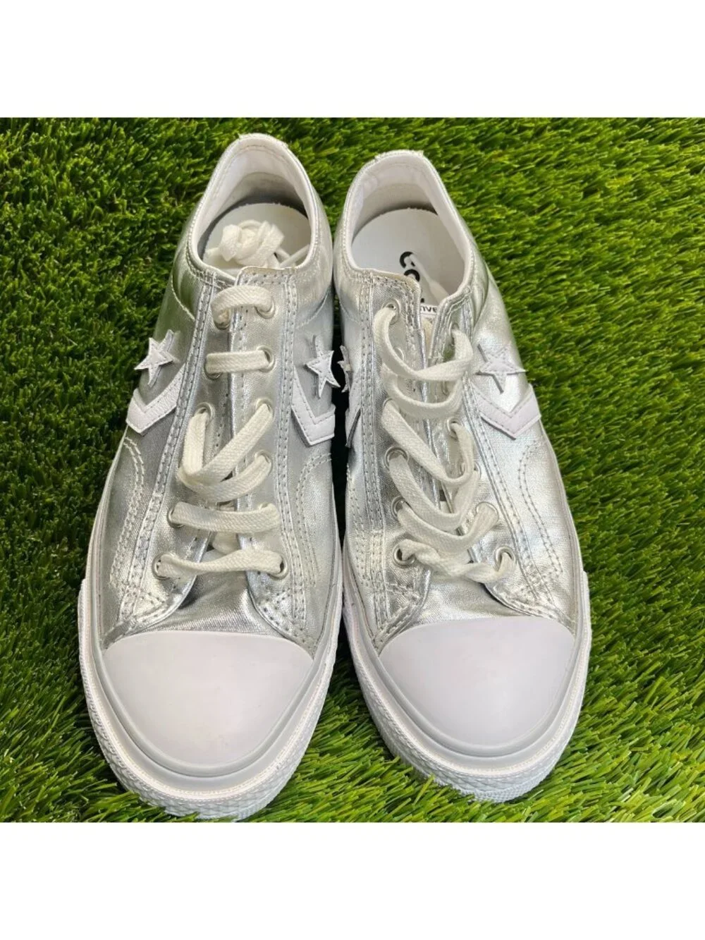 Converse Star Player 76 OX Womens Size 7 Silver Athletic Skate Shoes Sneakers